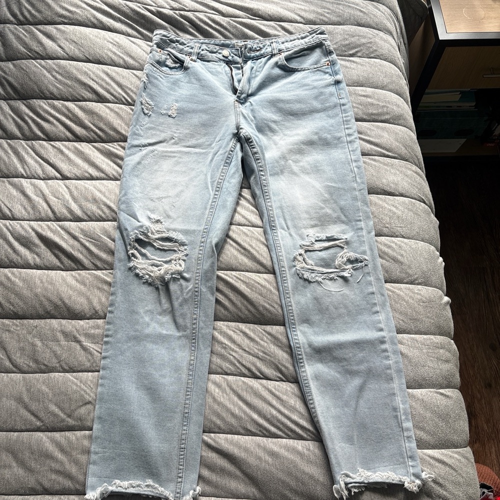 Papaya Light Blue Distressed Boyfriend Jeans